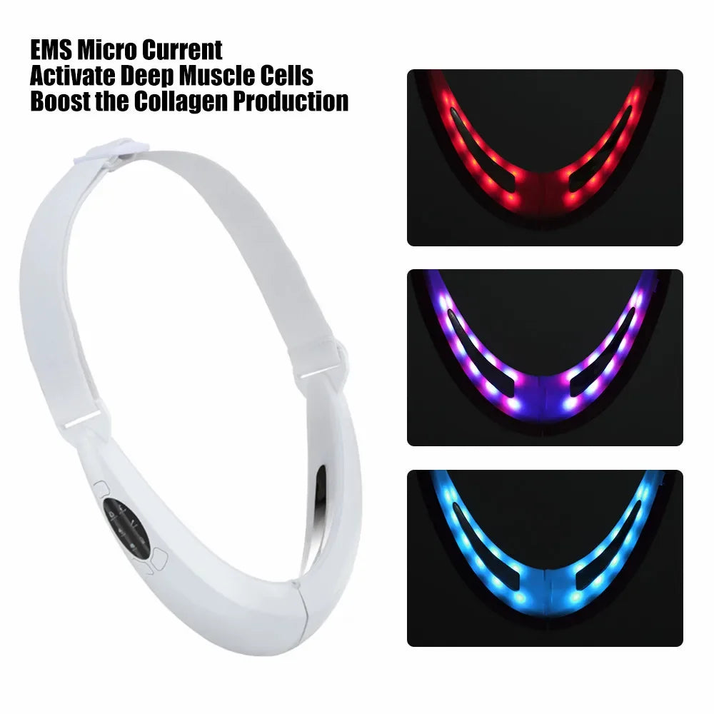 5-Modes Facial Microcurrents Massager Face Lifting Slimming Machine Skin Care Belt EMS Double Chin Reducer V Shape Beauty Device