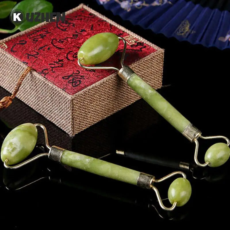 Natural Stone Face Massage Roller Double Head Facial Massage Roller Jade Face Slimming Body Head Neck