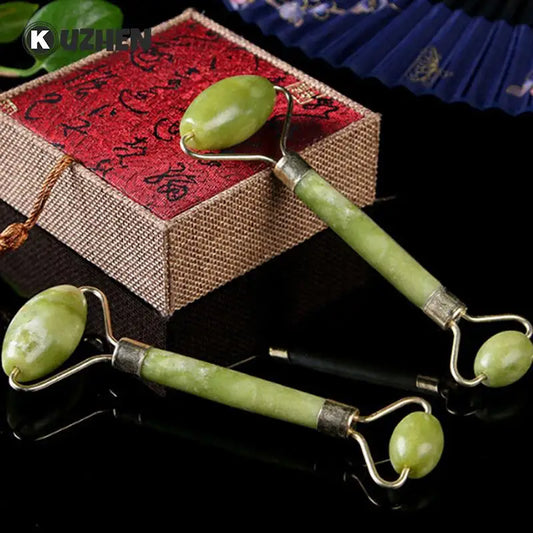 Natural Stone Face Massage Roller Double Head Facial Massage Roller Jade Face Slimming Body Head Neck