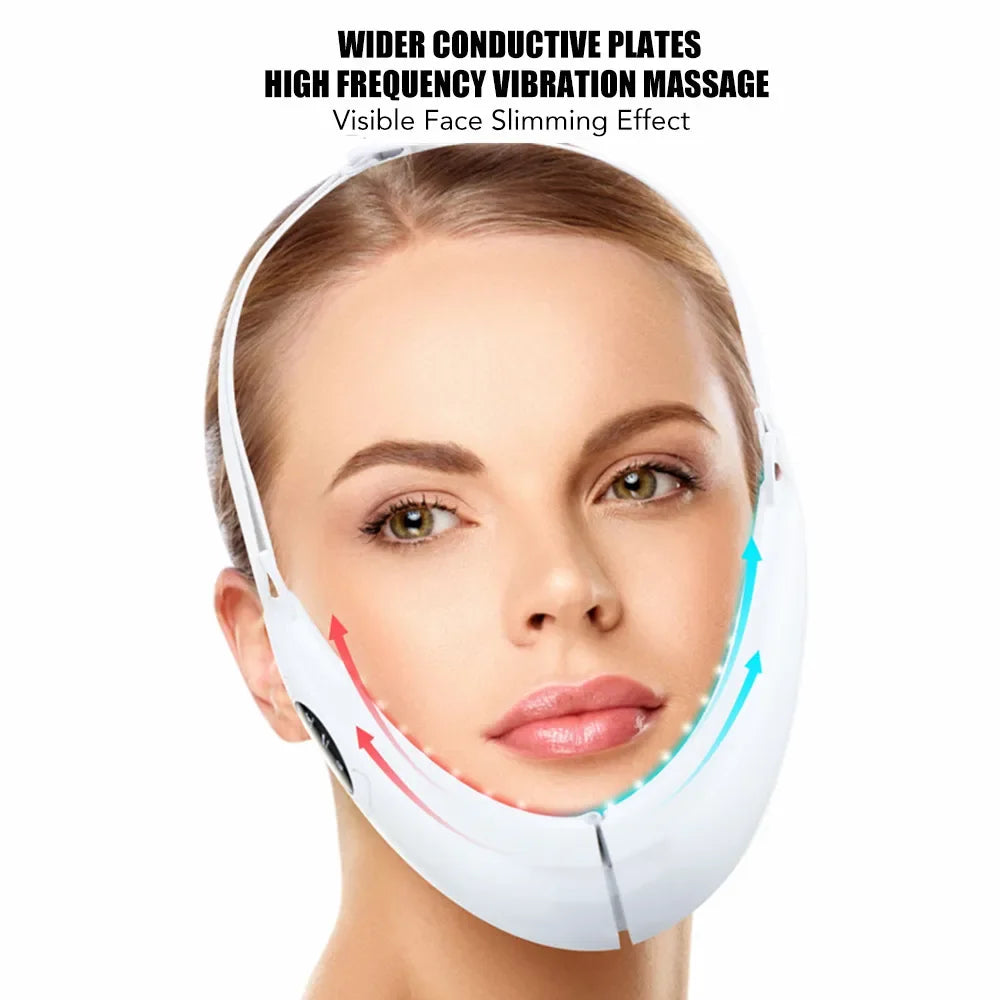 5-Modes Facial Microcurrents Massager Face Lifting Slimming Machine Skin Care Belt EMS Double Chin Reducer V Shape Beauty Device