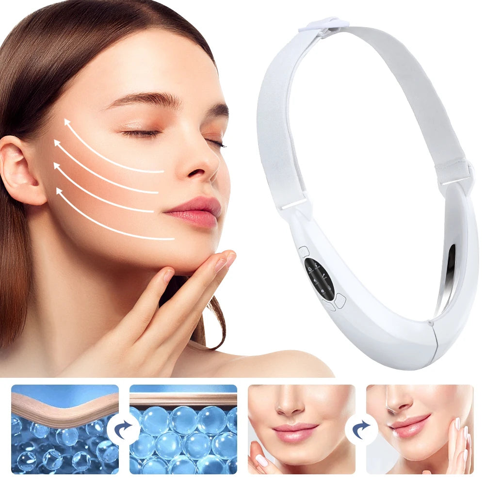 5-Modes Facial Microcurrents Massager Face Lifting Slimming Machine Skin Care Belt EMS Double Chin Reducer V Shape Beauty Device